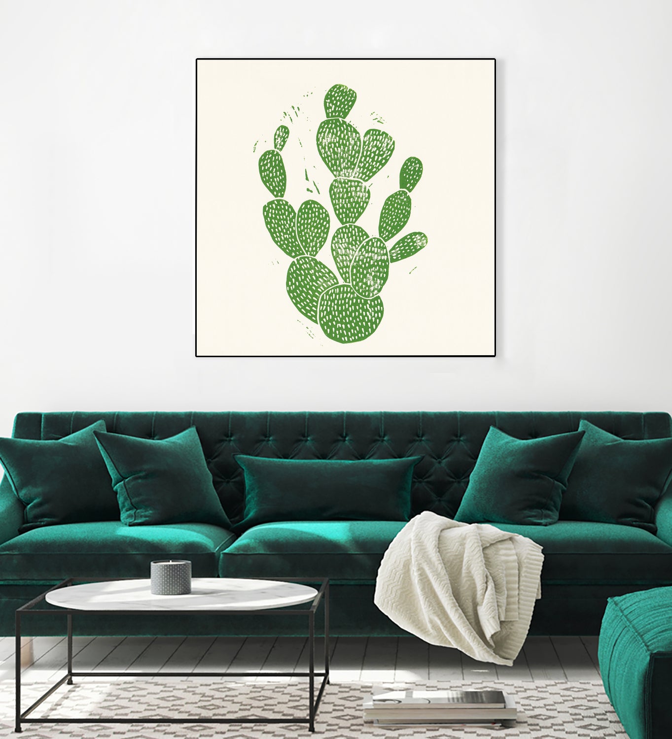 Linocut Cacti by Bianca Green on GIANT ART - green mixed media