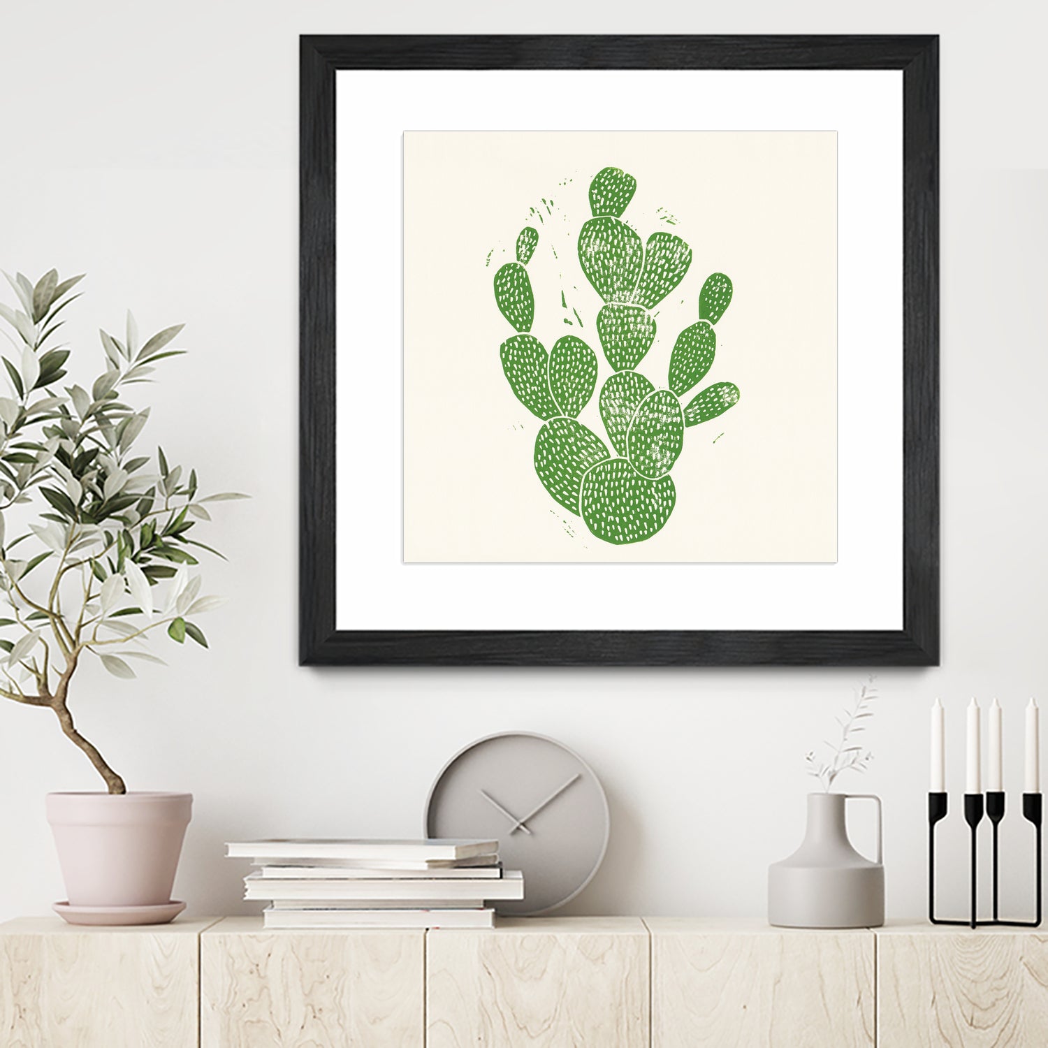 Linocut Cacti by Bianca Green on GIANT ART - green mixed media