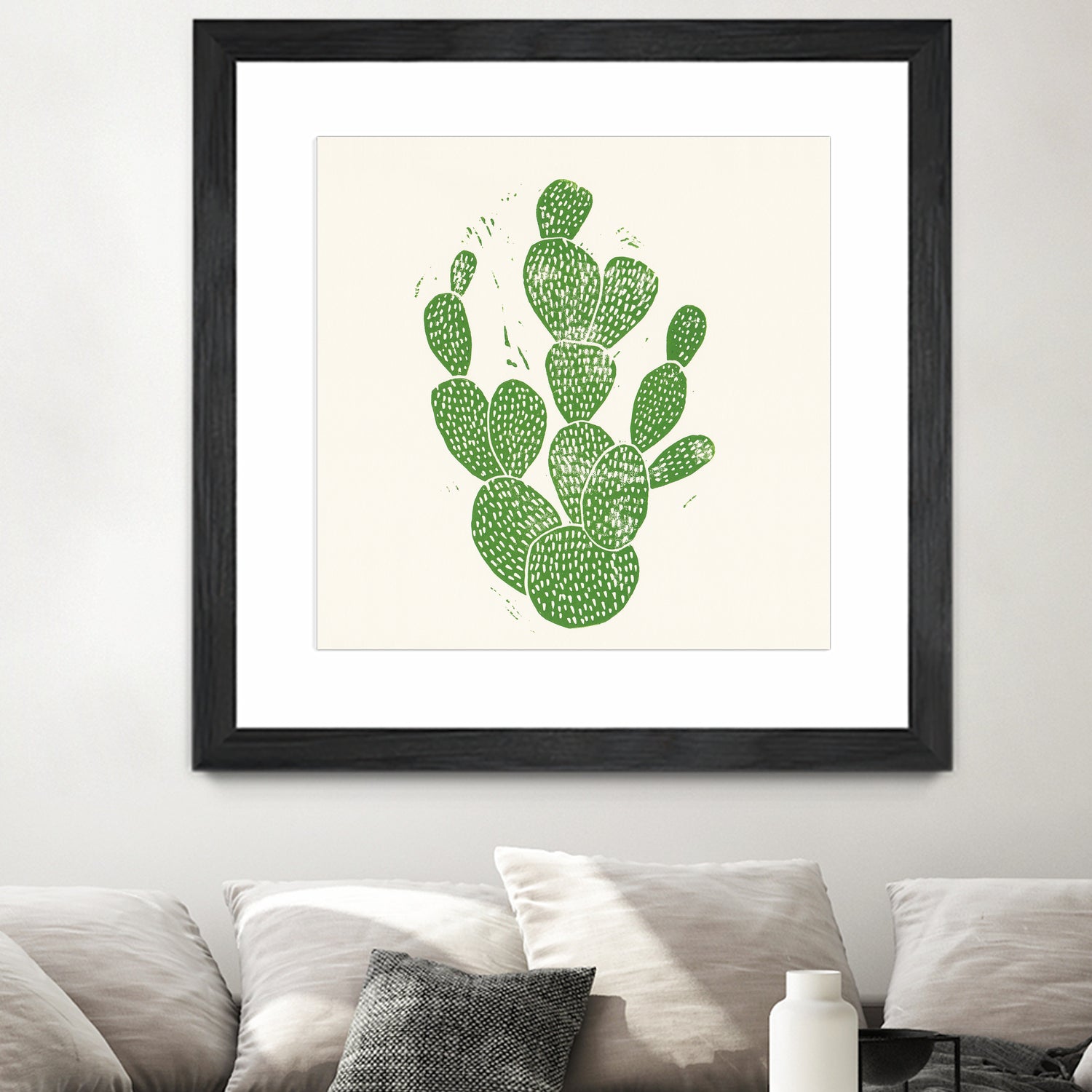 Linocut Cacti by Bianca Green on GIANT ART - green mixed media