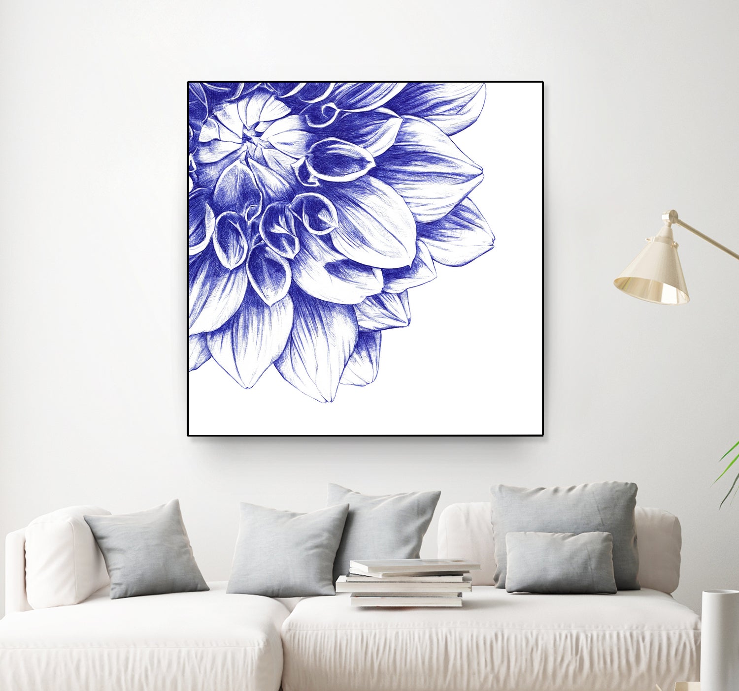 Ballpoint Blue Dahlia by Ronny Petrus Johannes Kools on GIANT ART - blue digital drawing