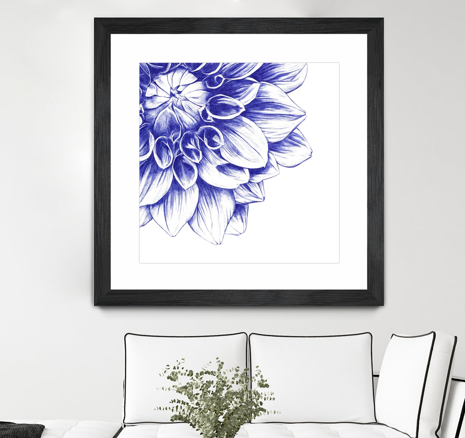 Ballpoint Blue Dahlia by Ronny Petrus Johannes Kools on GIANT ART - blue digital drawing