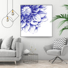 Ballpoint Blue Dahlia by Ronny Petrus Johannes Kools on GIANT ART - blue digital drawing