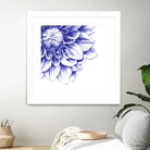 Ballpoint Blue Dahlia by Ronny Petrus Johannes Kools on GIANT ART - blue digital drawing