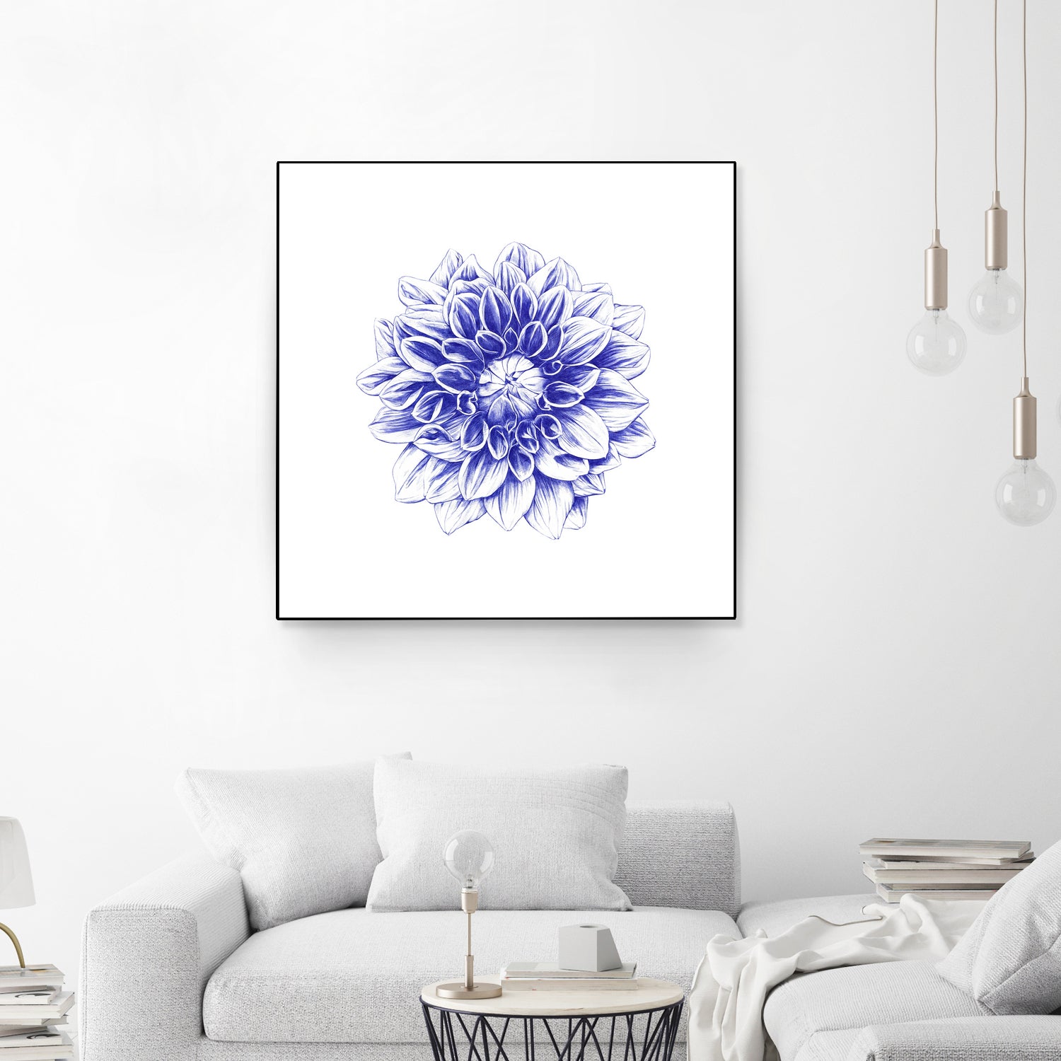 Ballpoint Blue Dahlia by Ronny Petrus Johannes Kools on GIANT ART - blue digital drawing