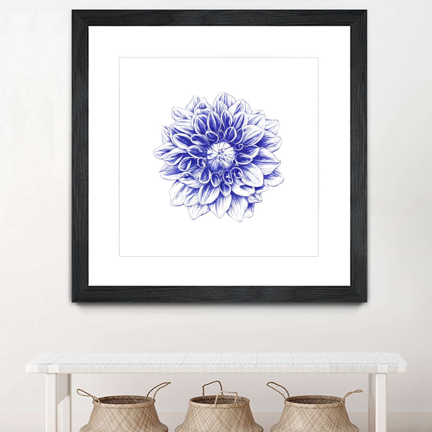 Ballpoint Blue Dahlia by Ronny Petrus Johannes Kools on GIANT ART - blue digital drawing