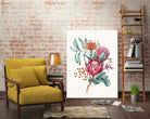 King protea flowers watercolor illustration by Two Lips on GIANT ART - pink digital drawing