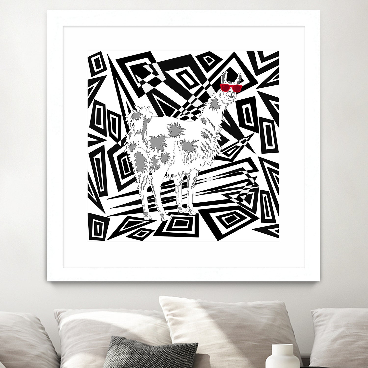 Llama In Red Sunglasses Abstract by TheArtOf Vikki on GIANT ART - black digital drawing