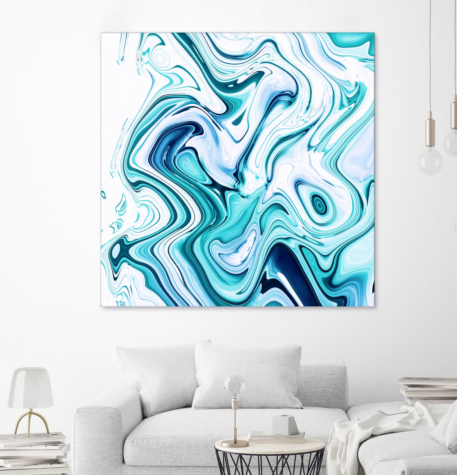 Liquid Marble - Aqua & Blues by Dominique Van Roey on GIANT ART - blue photo manipulation