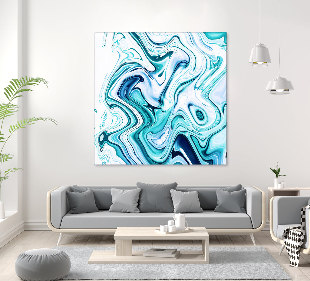 Liquid Marble - Aqua & Blues by Dominique Van Roey on GIANT ART - blue photo manipulation