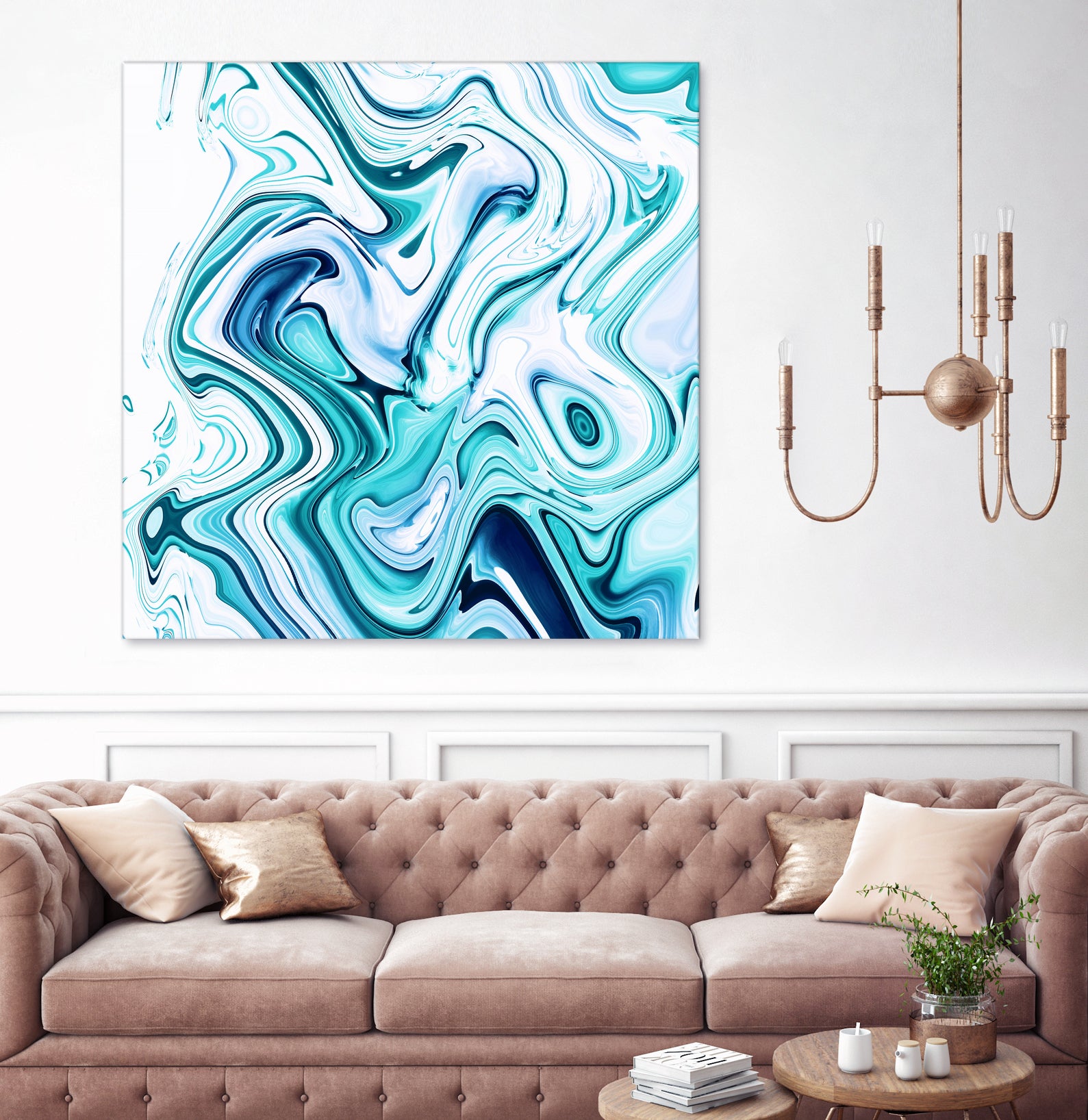 Liquid Marble - Aqua & Blues by Dominique Van Roey on GIANT ART - blue photo manipulation