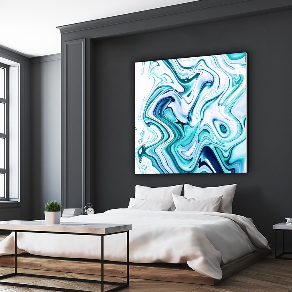 Liquid Marble - Aqua & Blues by Dominique Van Roey on GIANT ART - blue photo manipulation