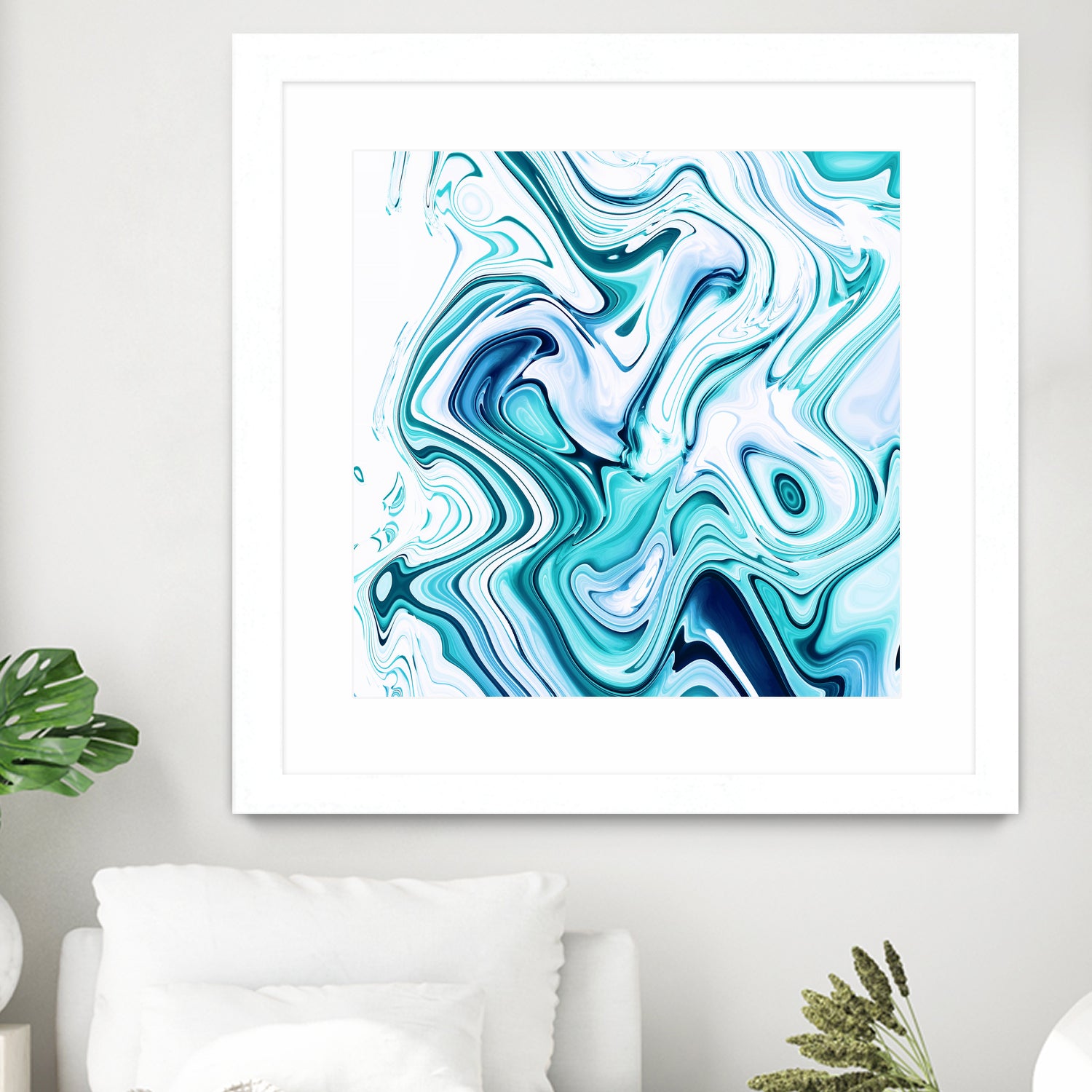 Liquid Marble - Aqua & Blues by Dominique Van Roey on GIANT ART - blue photo manipulation