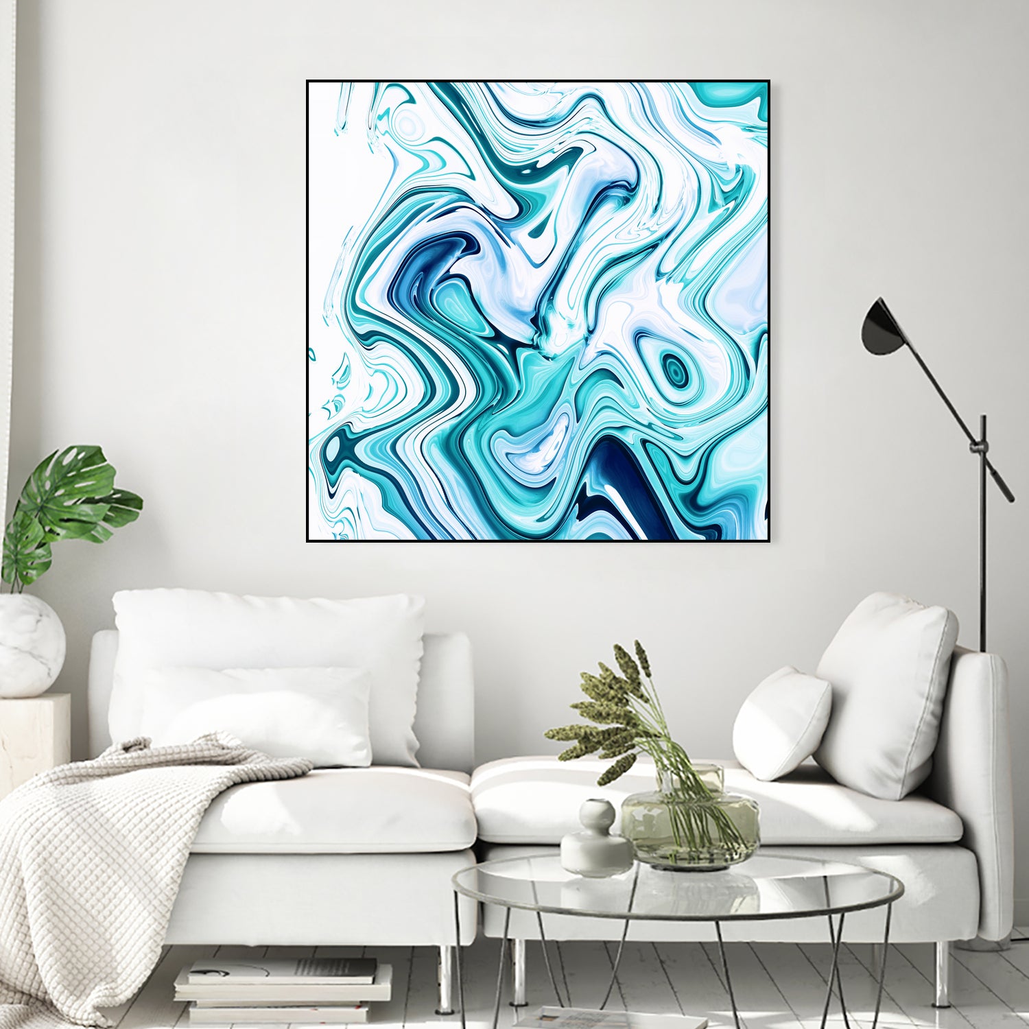 Liquid Marble - Aqua & Blues by Dominique Van Roey on GIANT ART - blue photo manipulation