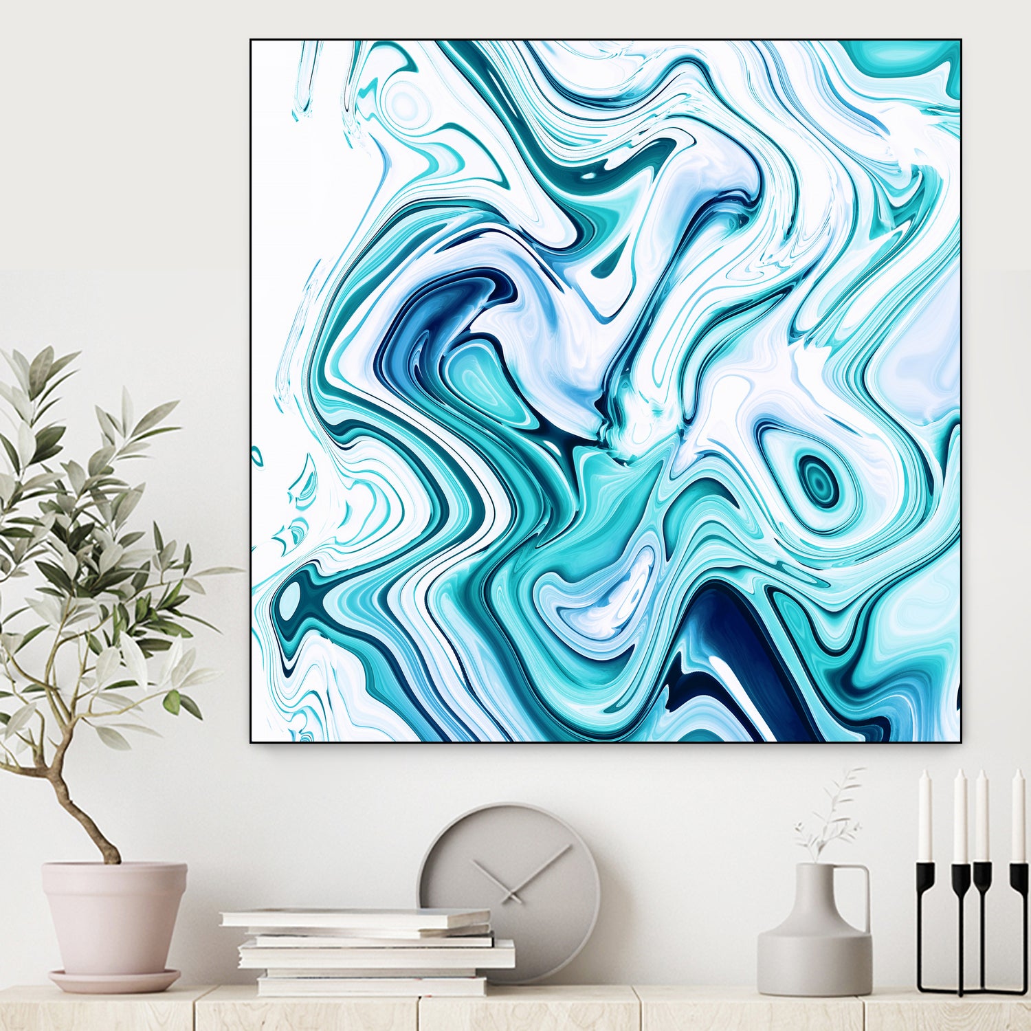 Liquid Marble - Aqua & Blues by Dominique Van Roey on GIANT ART - blue photo manipulation