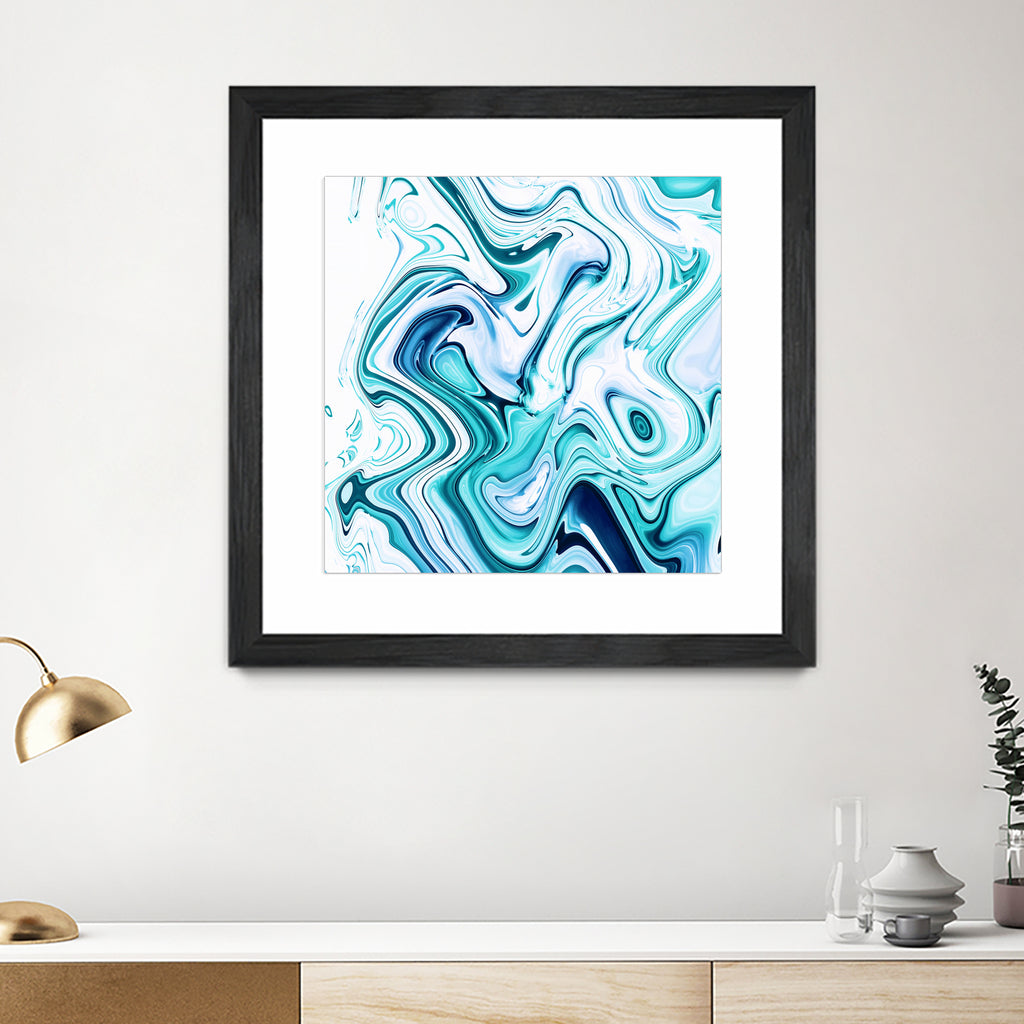 Liquid Marble - Aqua & Blues by Dominique Van Roey on GIANT ART - blue photo manipulation