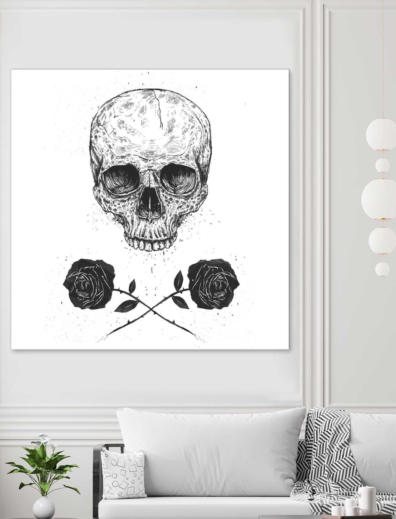 Skull N' Roses by Solti Balázs on GIANT ART - white digital drawing