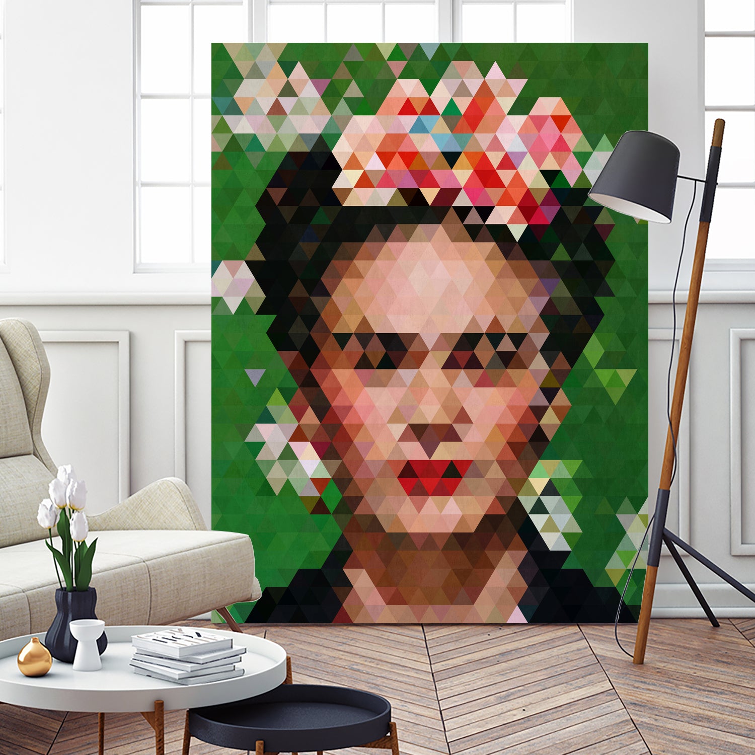 Frida kahlo Geometric by Vitor Costa on GIANT ART - green digital painting