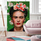 Frida kahlo Geometric by Vitor Costa on GIANT ART - green digital painting