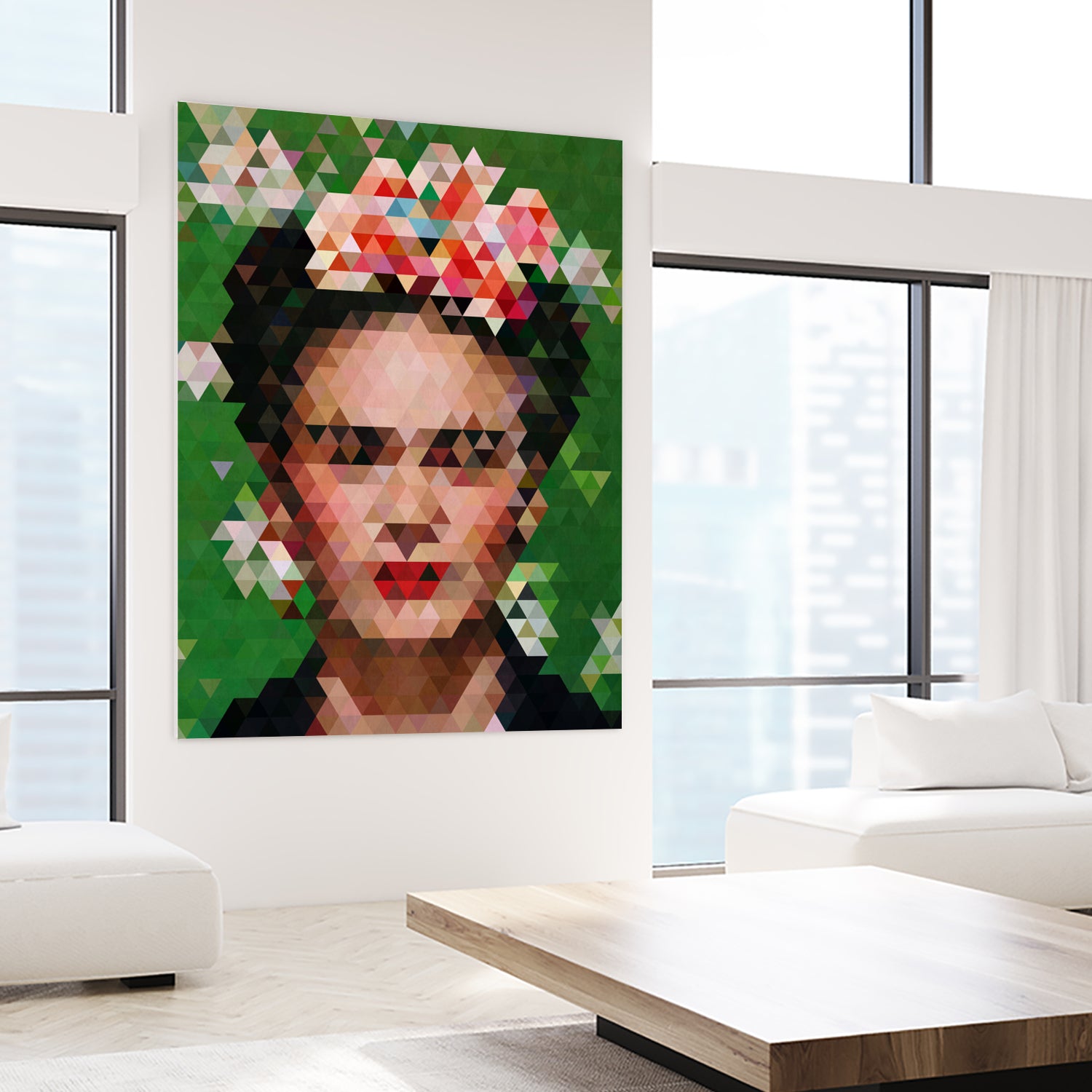 Frida kahlo Geometric by Vitor Costa on GIANT ART - green digital painting