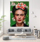 Frida kahlo Geometric by Vitor Costa on GIANT ART - green digital painting