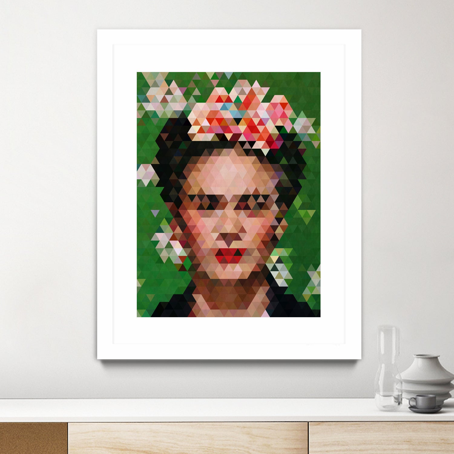 Frida kahlo Geometric by Vitor Costa on GIANT ART - green digital painting