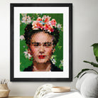 Frida kahlo Geometric by Vitor Costa on GIANT ART - green digital painting