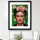 Frida kahlo Geometric by Vitor Costa on GIANT ART - green digital painting