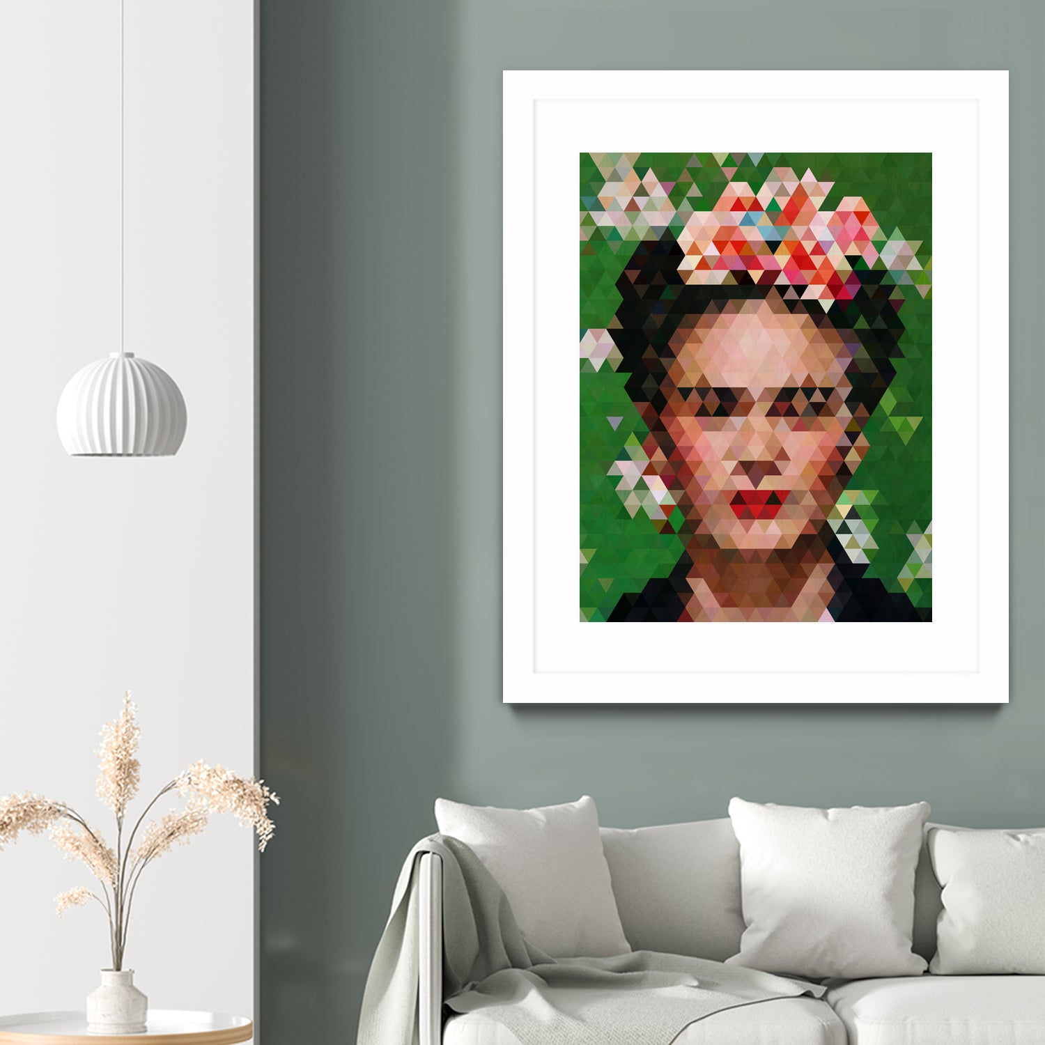 Frida kahlo Geometric by Vitor Costa on GIANT ART - green digital painting