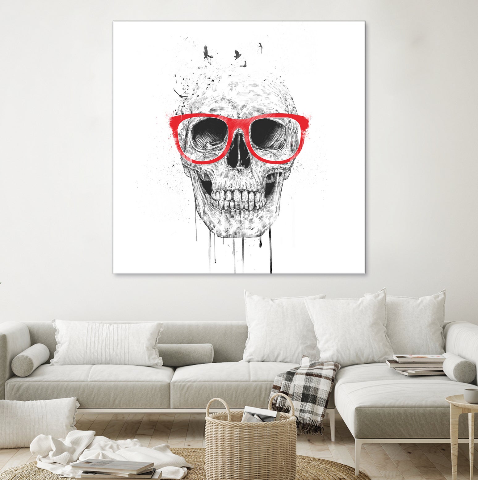 Skull with red glasses by Solti Balázs on GIANT ART - white digital painting