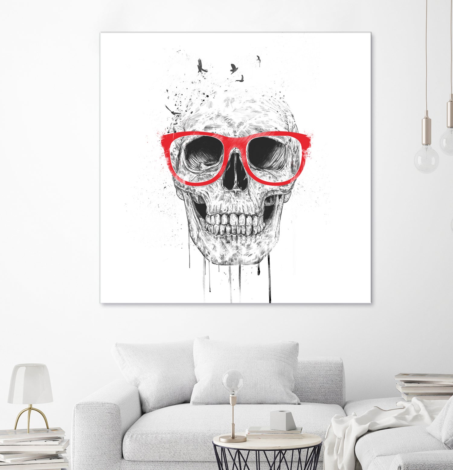 Skull with red glasses by Solti Balázs on GIANT ART - white digital painting