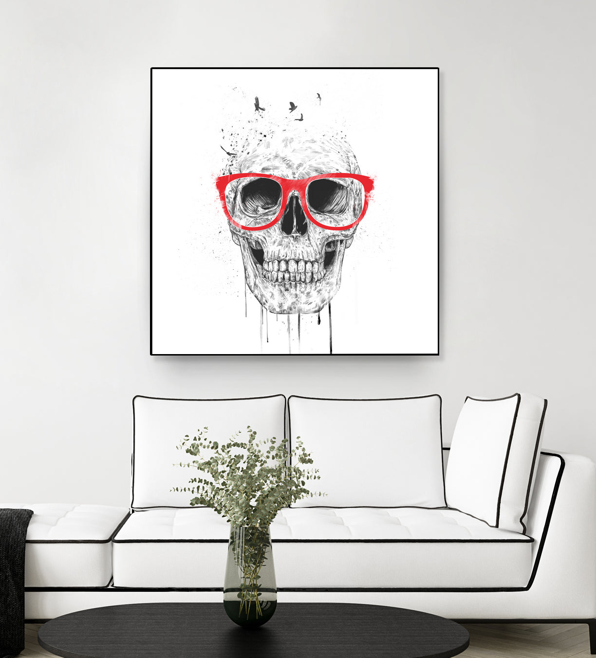 Skull with red glasses by Solti Balázs on GIANT ART - white digital painting