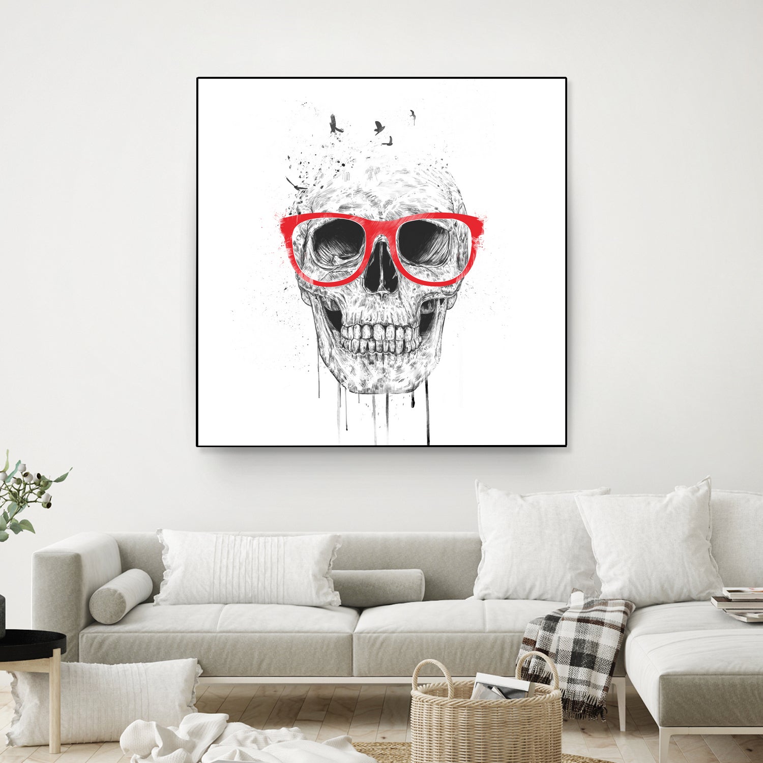 Skull with red glasses by Solti Balázs on GIANT ART - white digital painting