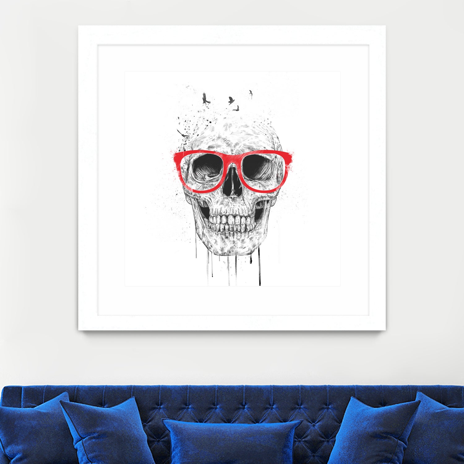 Skull with red glasses by Solti Balázs on GIANT ART - white digital painting