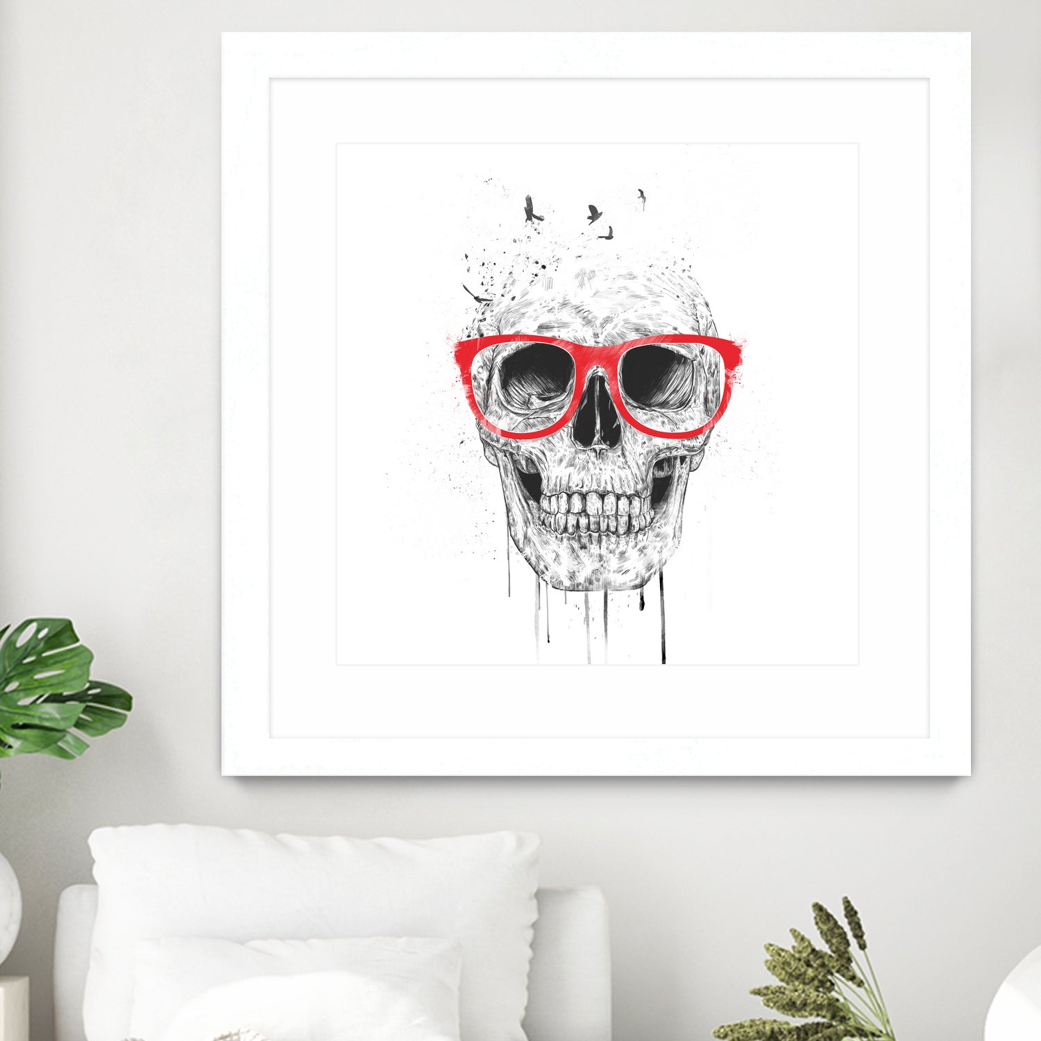 Skull with red glasses by Solti Balázs on GIANT ART - white digital painting