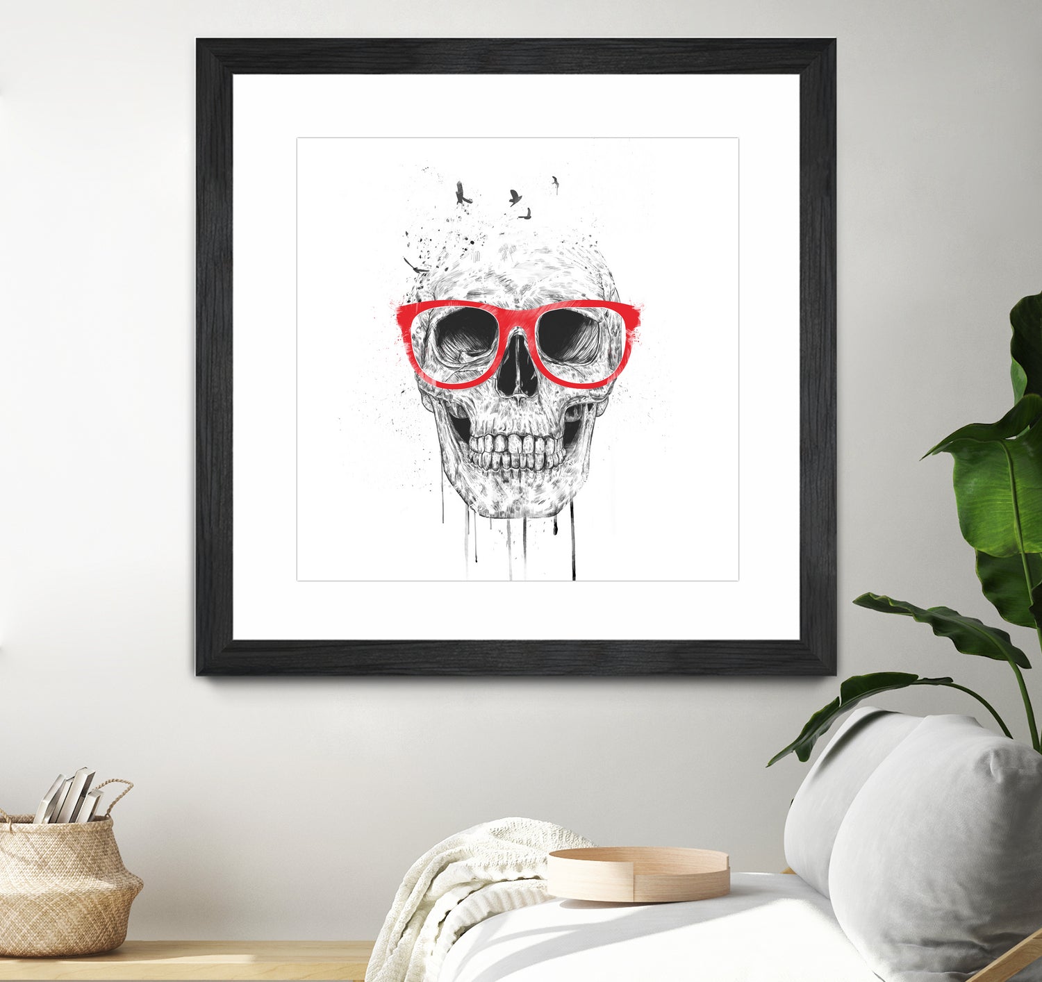 Skull with red glasses by Solti Balázs on GIANT ART - white digital painting