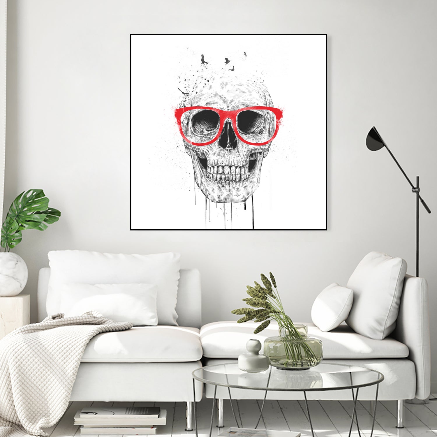 Skull with red glasses by Solti Balázs on GIANT ART - white digital painting