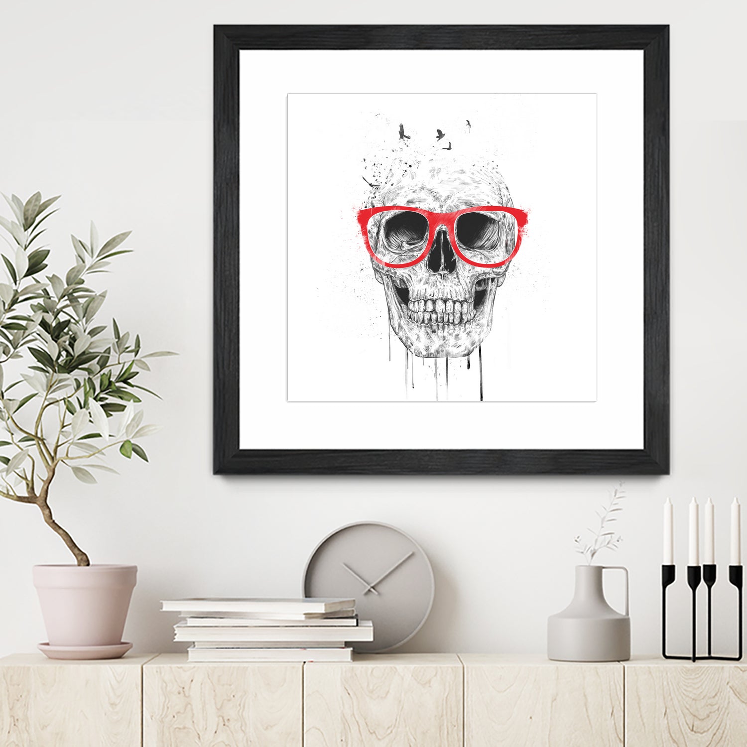 Skull with red glasses by Solti Balázs on GIANT ART - white digital painting