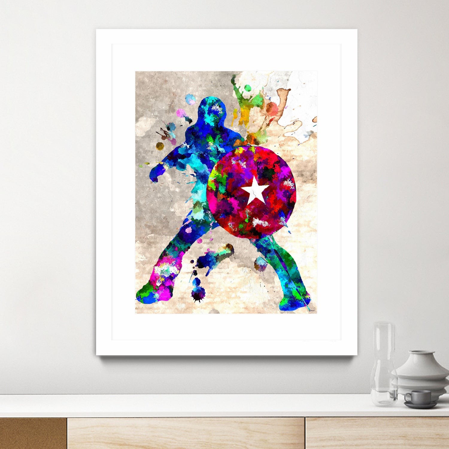 Captain America Grunge by Daniel Janda on GIANT ART - blue digital painting