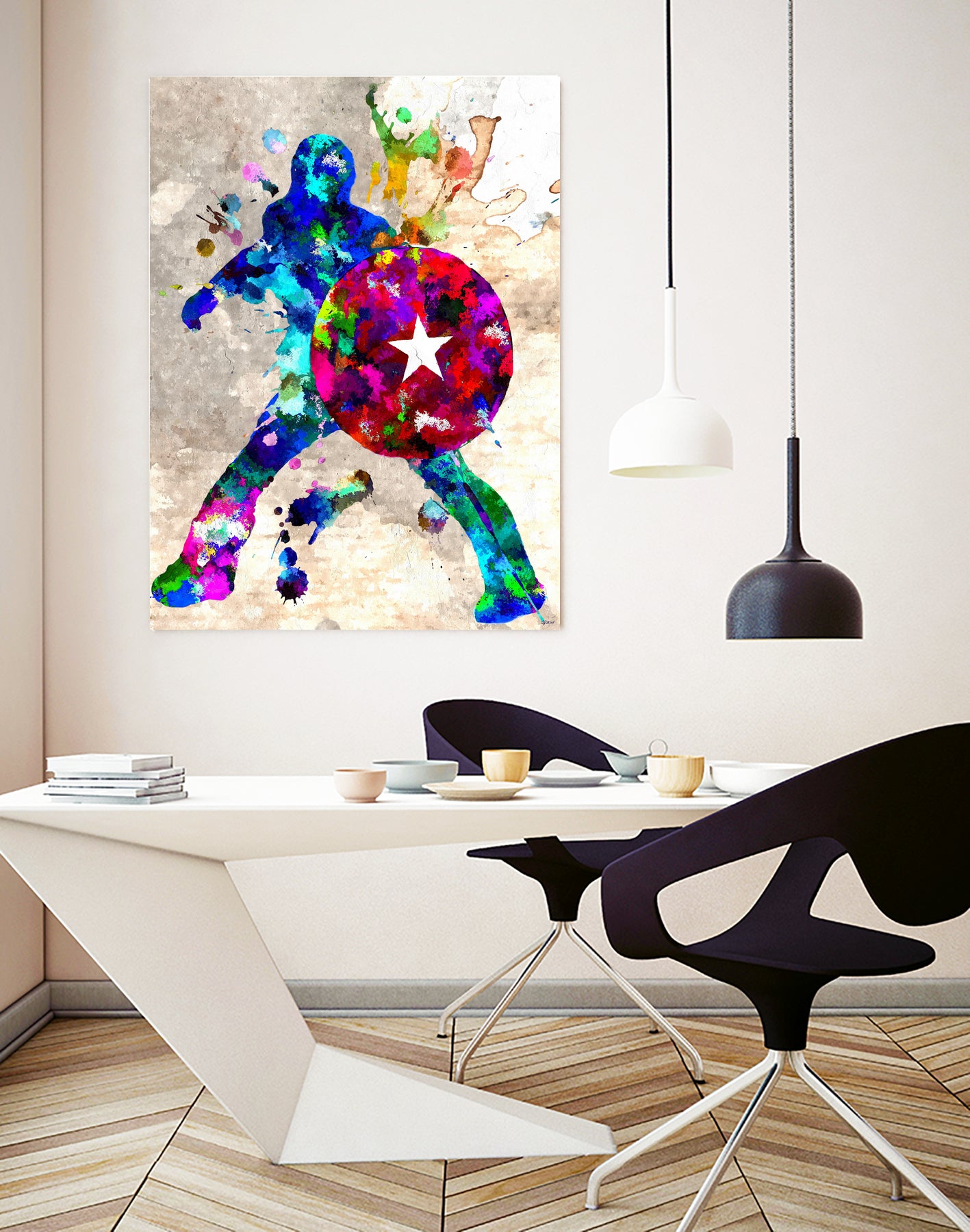 Captain America Grunge by Daniel Janda on GIANT ART - blue digital painting