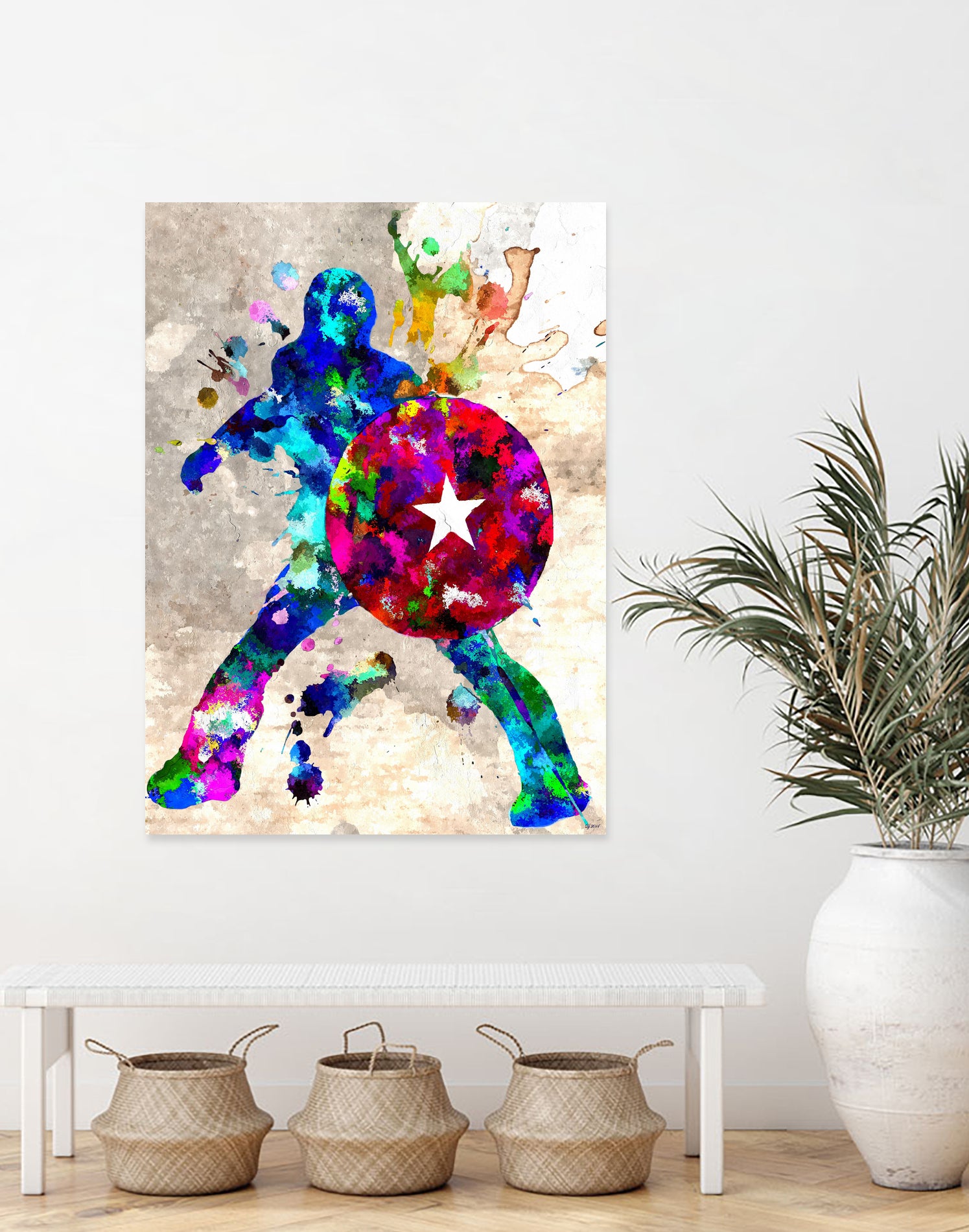 Captain America Grunge by Daniel Janda on GIANT ART - blue digital painting