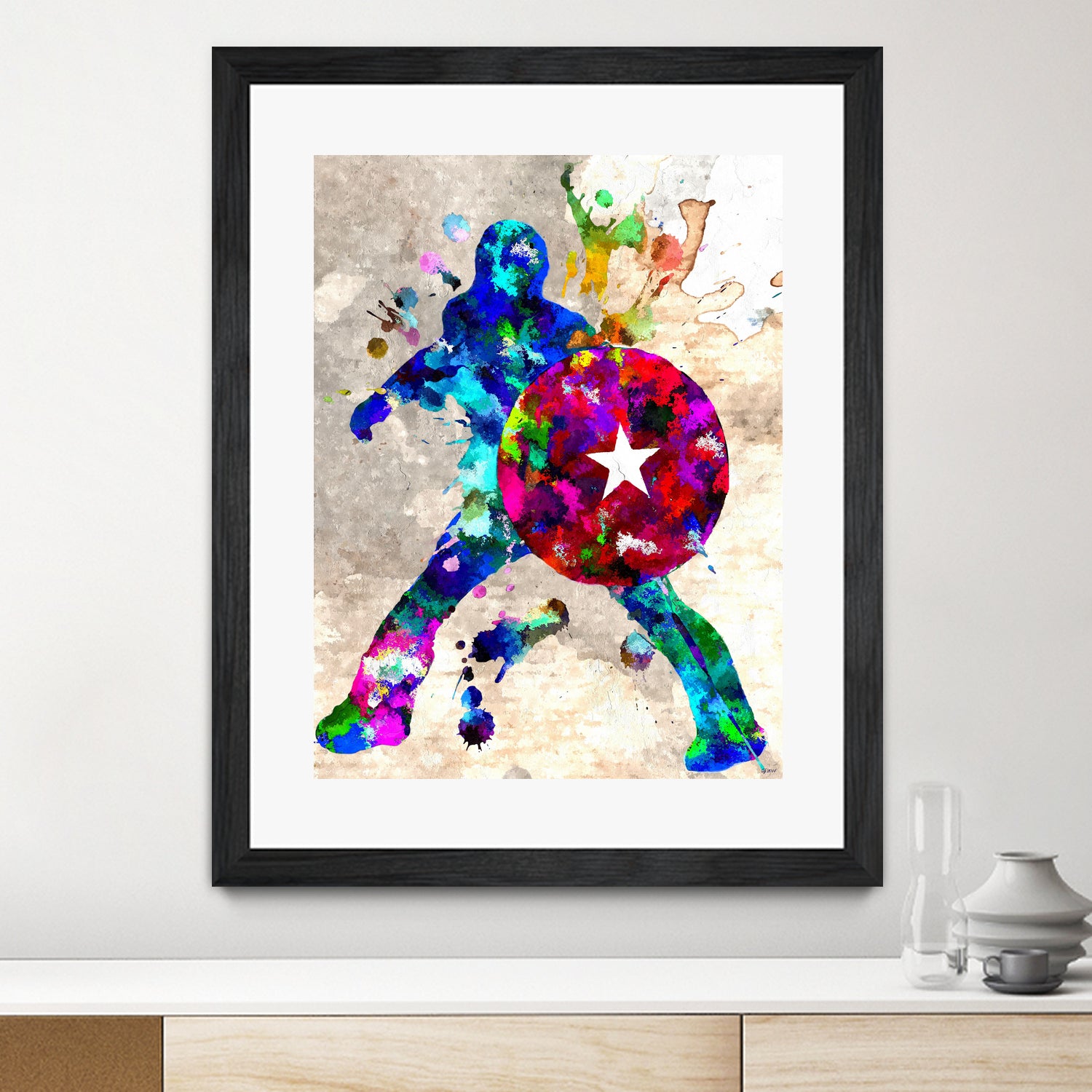 Captain America Grunge by Daniel Janda on GIANT ART - blue digital painting