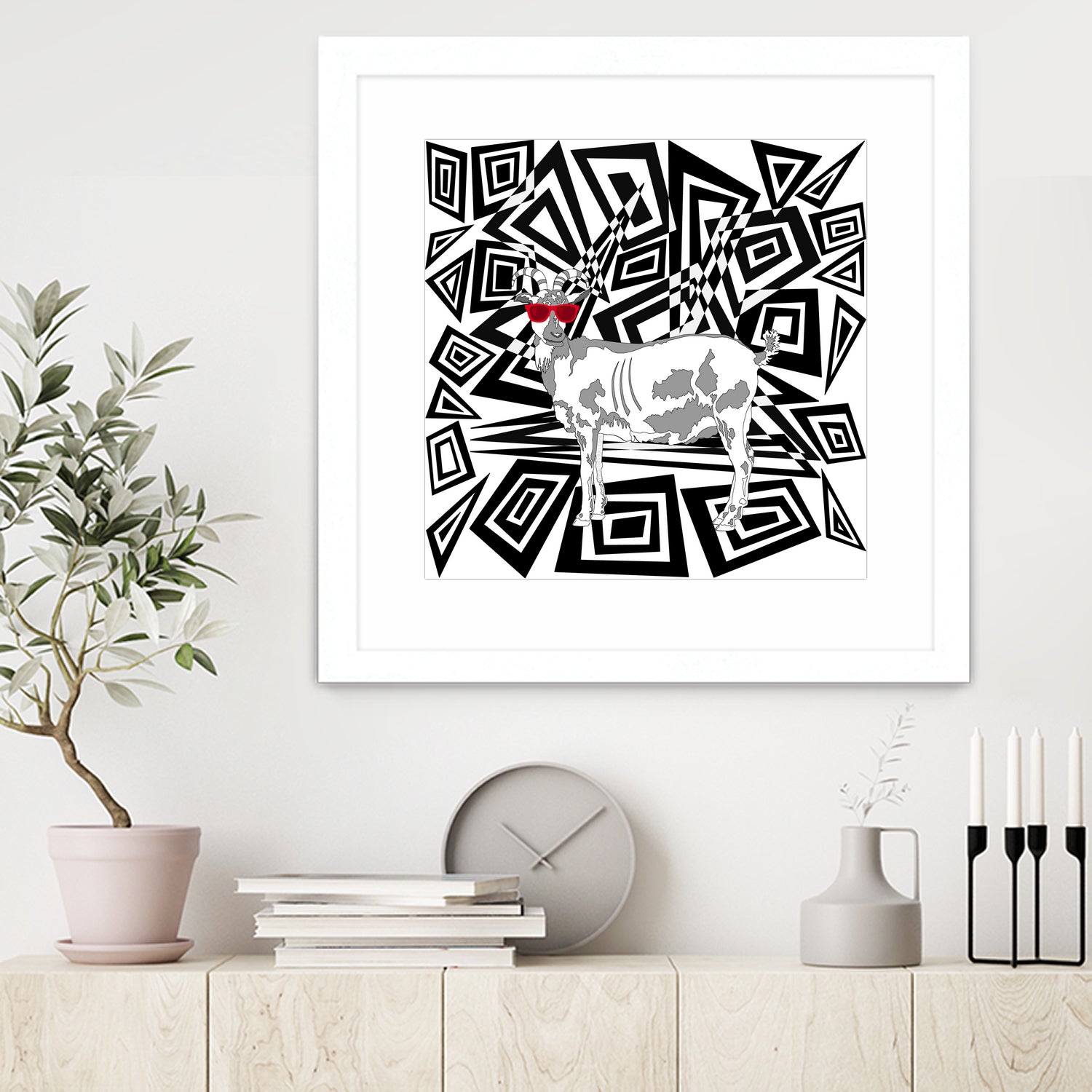 Goat In Red Sunglasses Abstract by TheArtOf Vikki on GIANT ART - black digital drawing