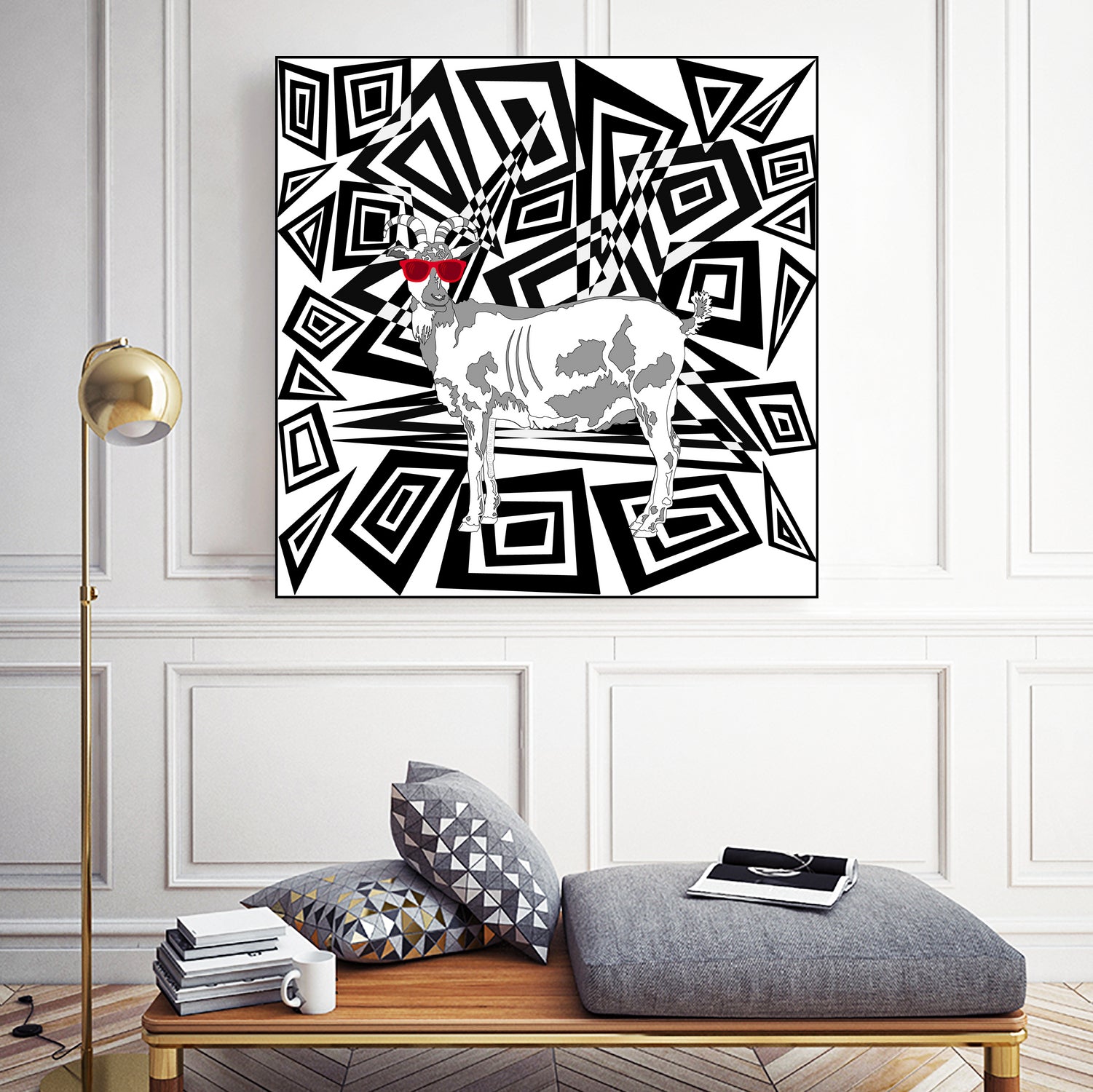 Goat In Red Sunglasses Abstract by TheArtOf Vikki on GIANT ART - black digital drawing