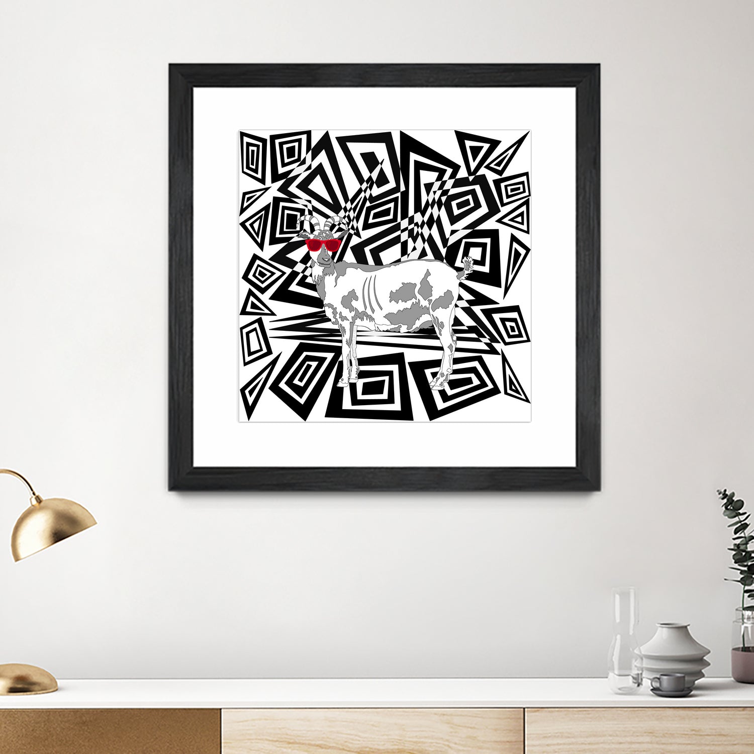 Goat In Red Sunglasses Abstract by TheArtOf Vikki on GIANT ART - black digital drawing