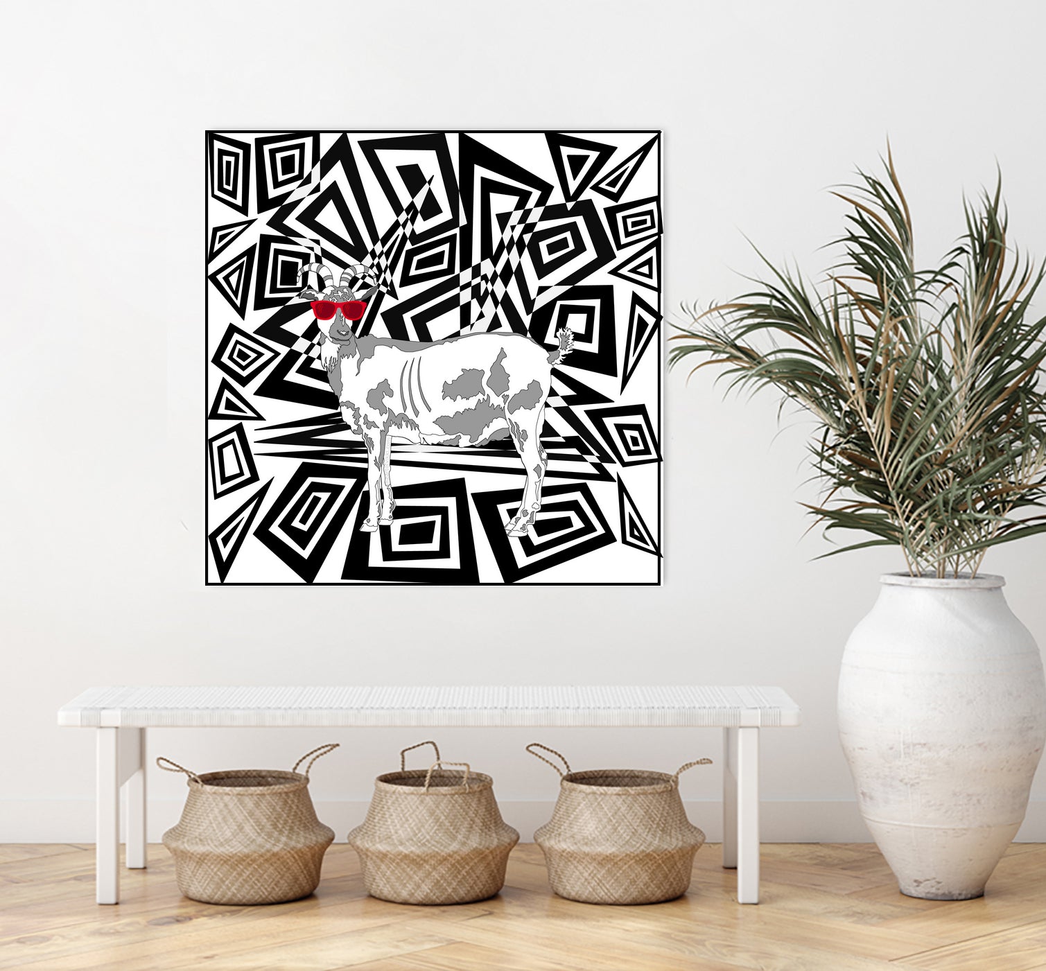 Goat In Red Sunglasses Abstract by TheArtOf Vikki on GIANT ART - black digital drawing