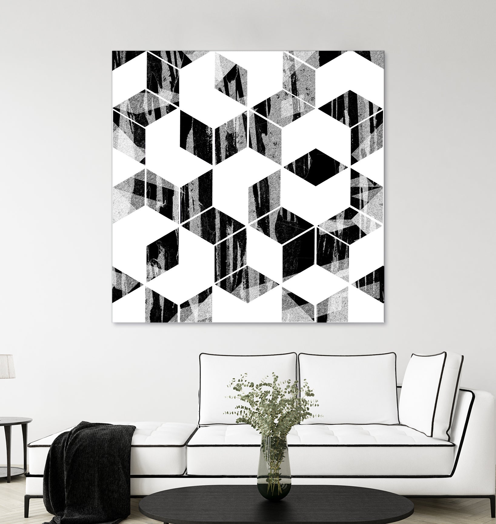 Elegant Black and White Geometric Design by Brigitte Carre on GIANT ART - black digital painting