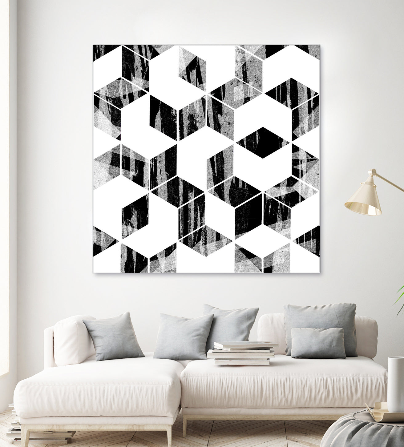 Elegant Black and White Geometric Design by Brigitte Carre on GIANT ART - black digital painting