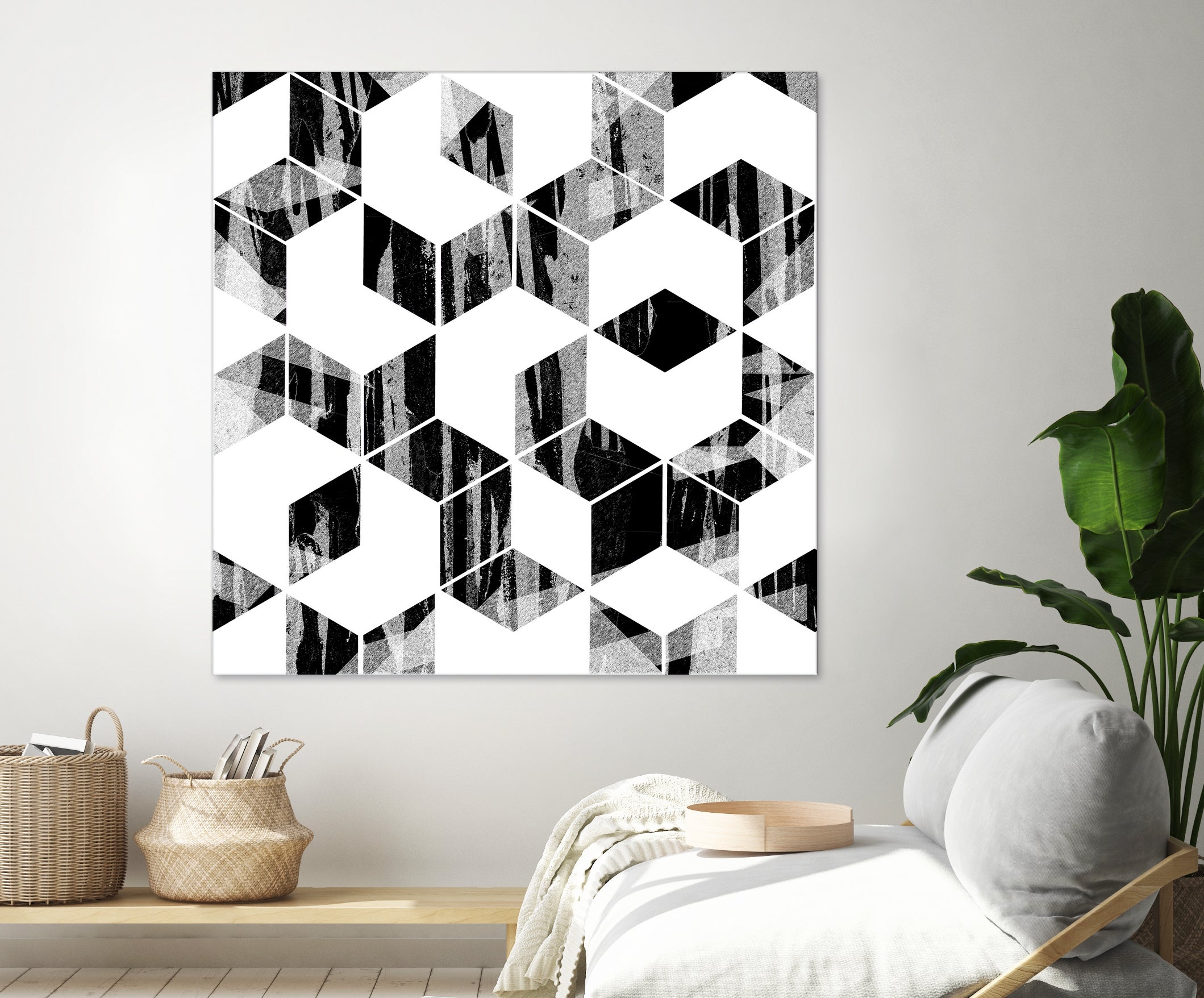 Elegant Black and White Geometric Design by Brigitte Carre on GIANT ART - black digital painting