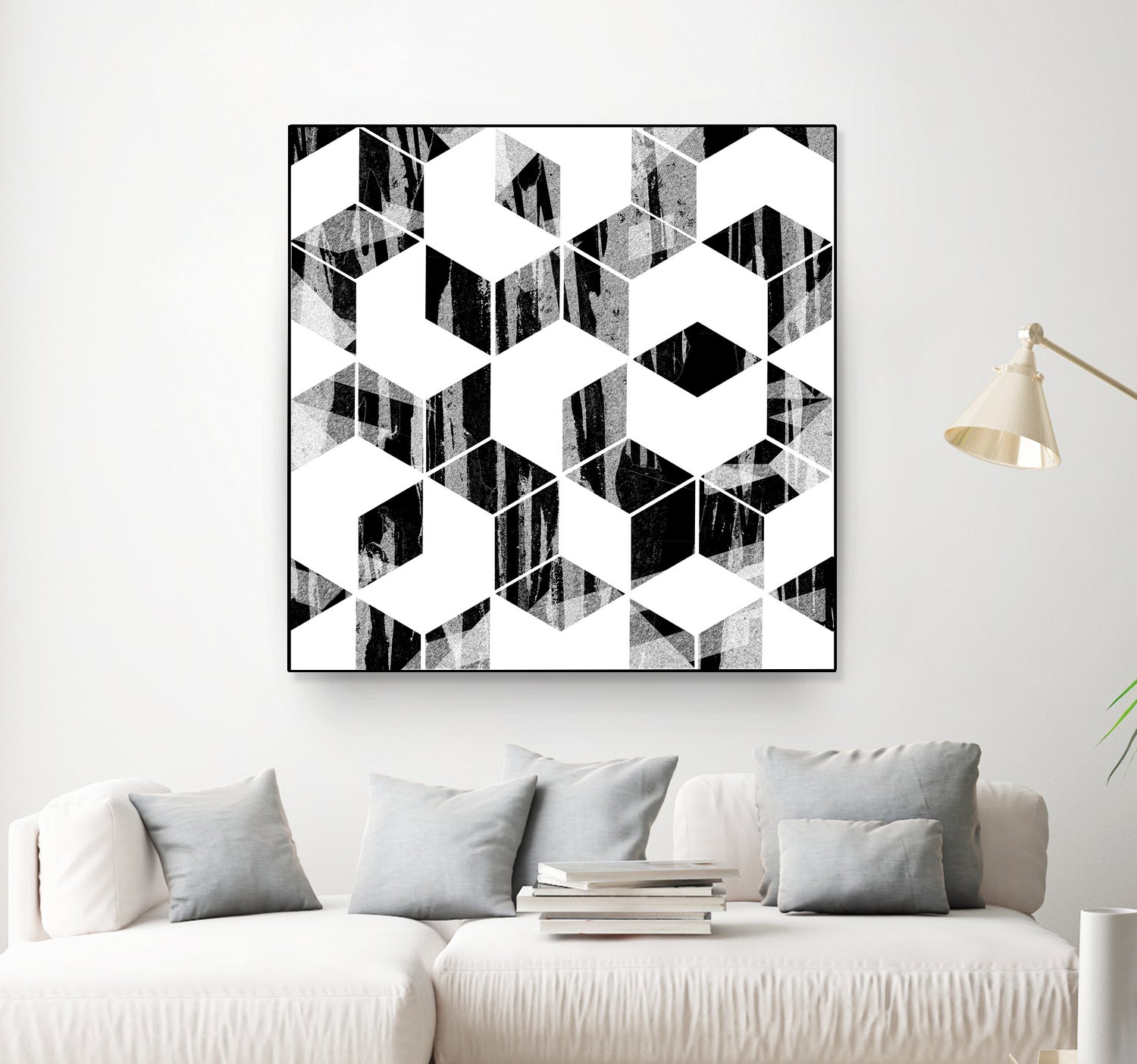 Elegant Black and White Geometric Design by Brigitte Carre on GIANT ART - black digital painting