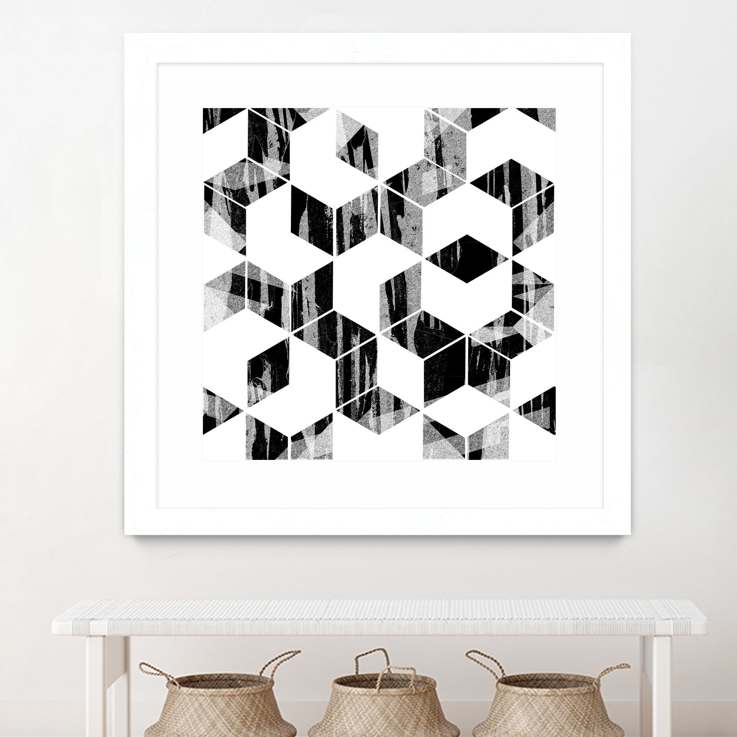 Elegant Black and White Geometric Design by Brigitte Carre on GIANT ART - black digital painting